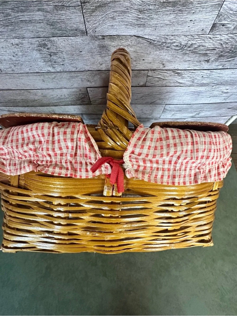 RARE Vintage 1970s Wicker Picnic Basket Set - 95% Complete Service for 4 Retro